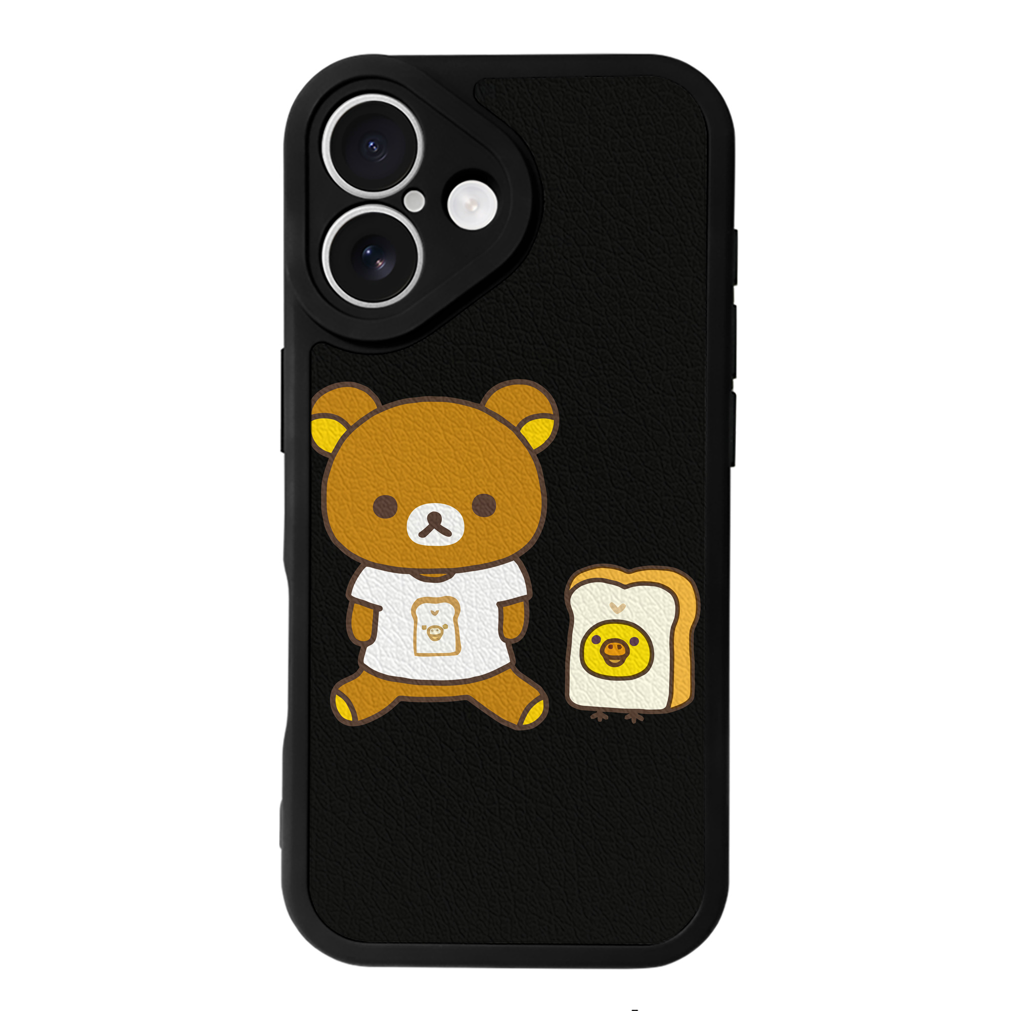 （画像用） リラックマ リラックマ キイロイトリ Rilakkuma Korilakkuma Kiiroitori 【iPhone 16シリーズ対応】シリコンスマホケース（レザー調） 材質：シリコン